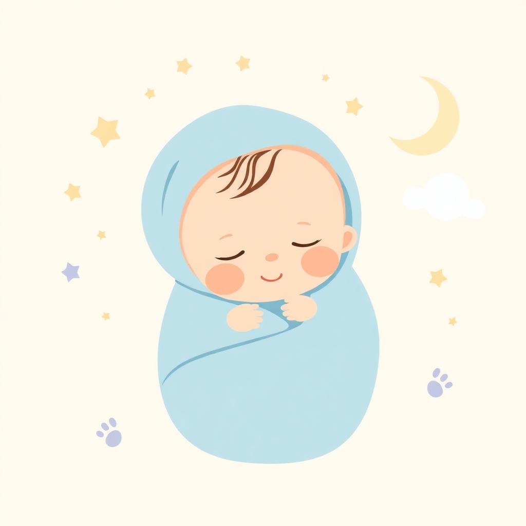 Cute illustration celebrating a newborn baby boy
